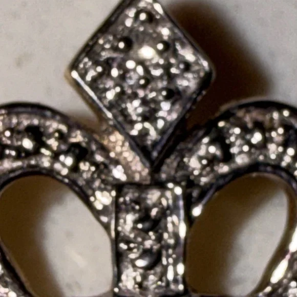 10K gold Rhodium Plated + 1 small diamond small crown necklace charm - Picture 8 of 9